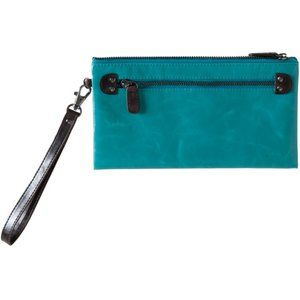 LAST ONE LEFT! Harper Zip Pouch Wristlet Vegan - Aqua